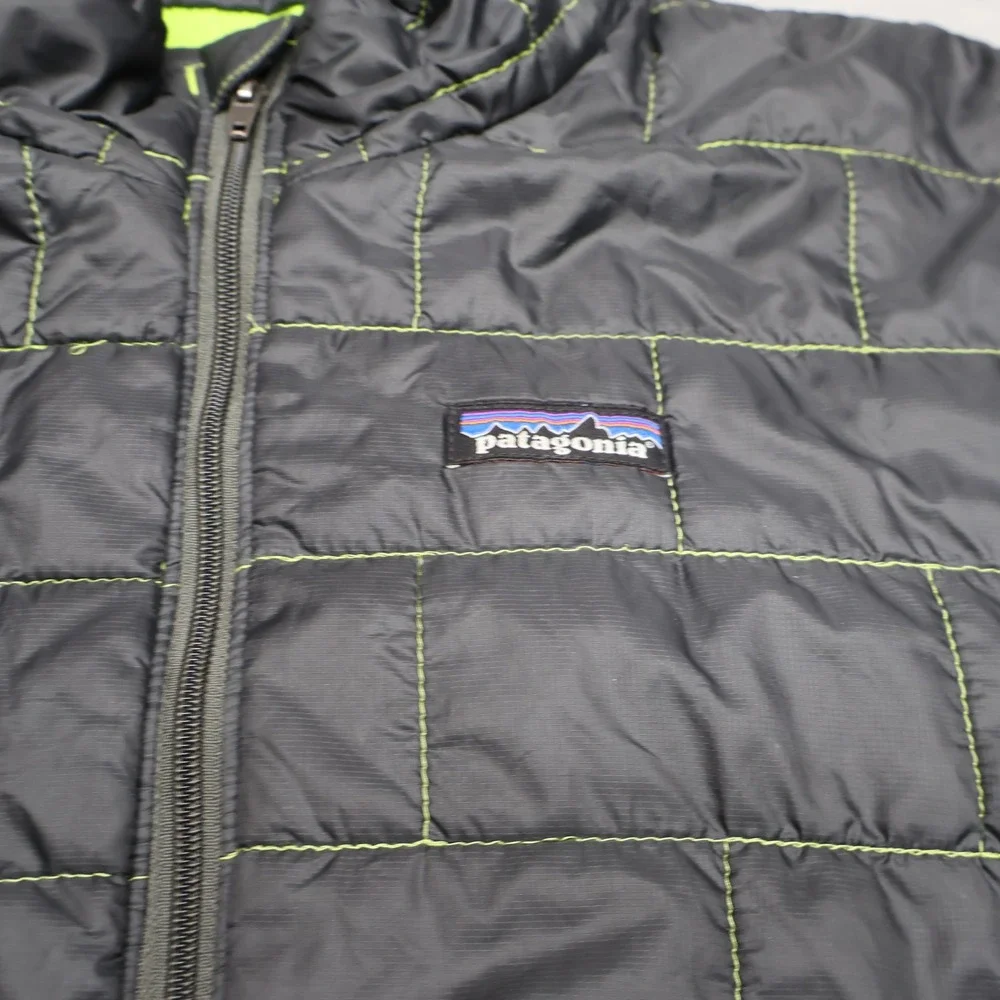 Patagonia Nano Puff Jacket Kids XL 14 Gray Insulated Light Pack Quilted Full Zip